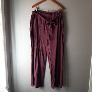 Civico 51 New! Made in Italy Burgundy Wide Linen Cotton Tie-Waist Pants Size 1X